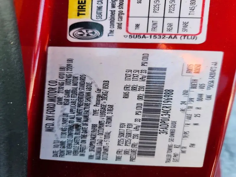 2012 FORD FUSION HYBRID  