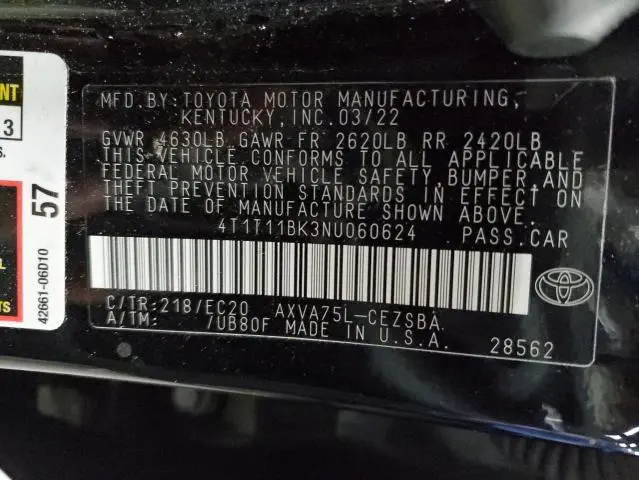 2022 TOYOTA CAMRY SE