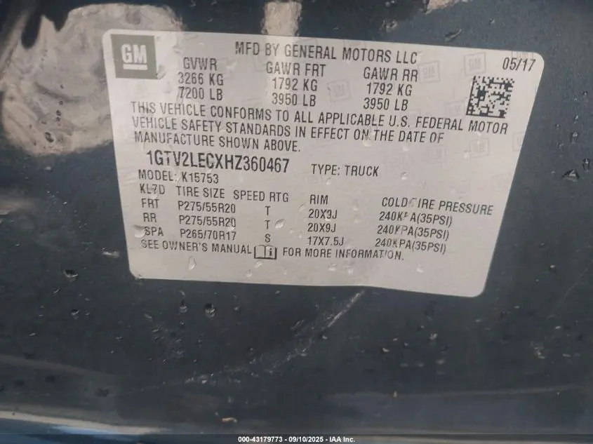 2017 GMC SIERRA 1500  