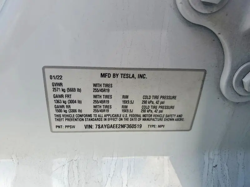 2022 TESLA MODEL Y   