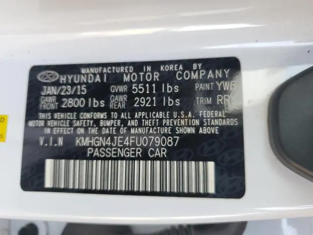 2015 HYUNDAI GENESIS 3.8L  