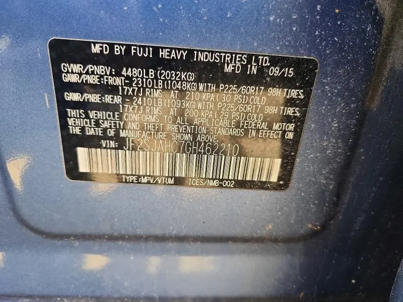 2016 SUBARU FORESTER 2.5I LIMITED  