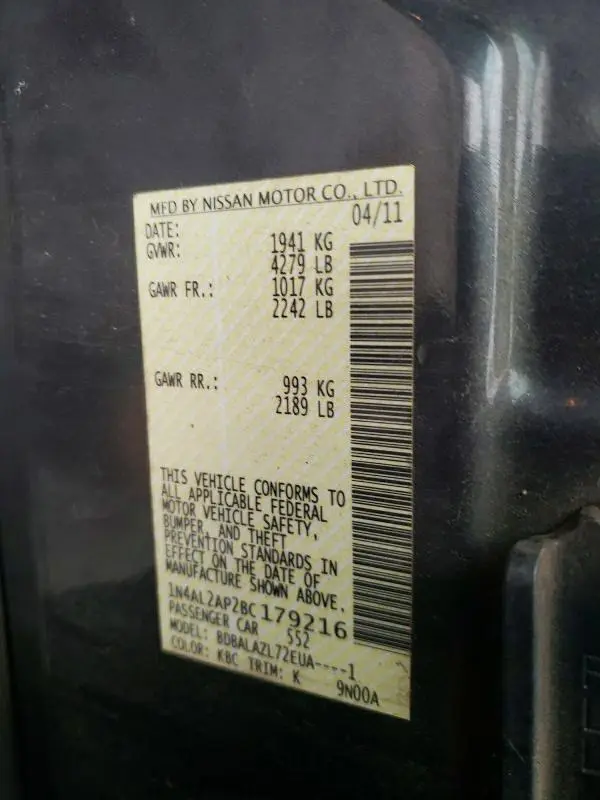 2011 NISSAN ALTIMA BASE  