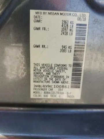 2019 NISSAN ALTIMA SL  