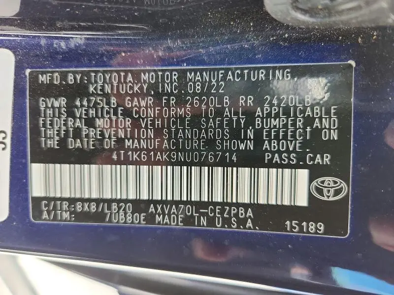 2022 TOYOTA CAMRY XSE  