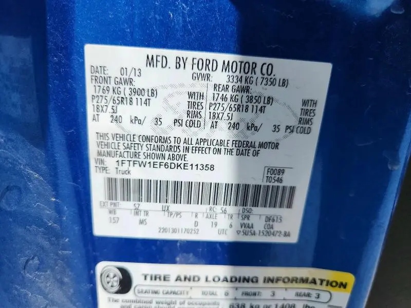 2013 FORD F150 SUPERCREW  