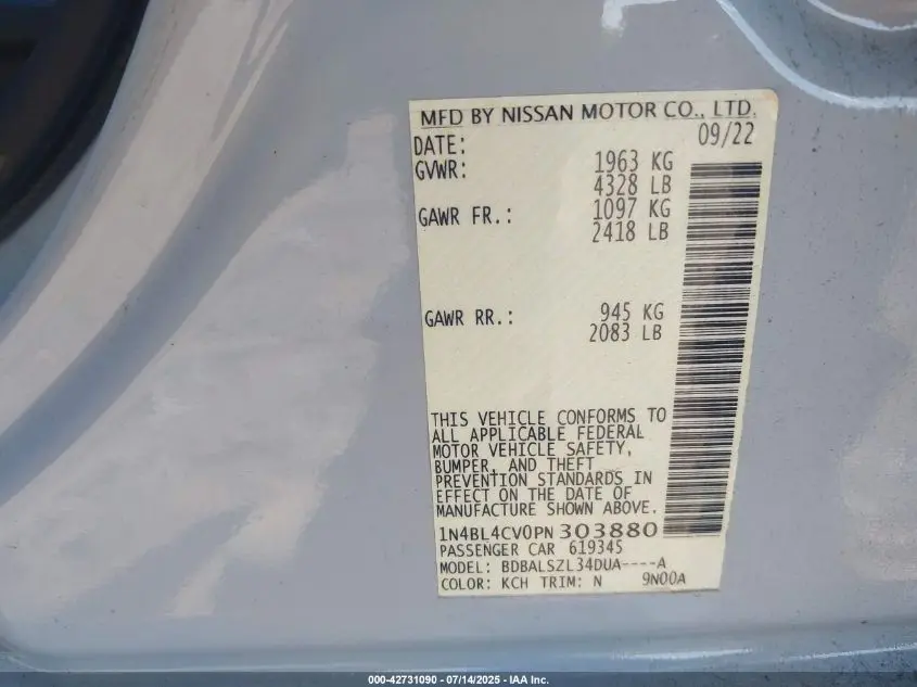 2023 NISSAN ALTIMA SR FWD