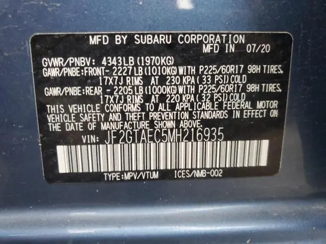 2021 SUBARU CROSSTREK PREMIUM  