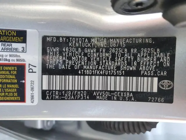 2015 TOYOTA CAMRY HYBRID  