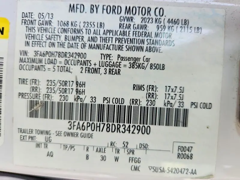 2013 FORD FUSION SE  