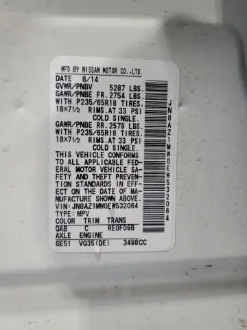 2014 NISSAN MURANO S  