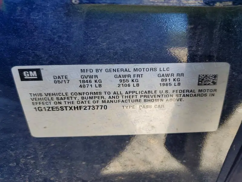 2017 CHEVROLET MALIBU LT  
