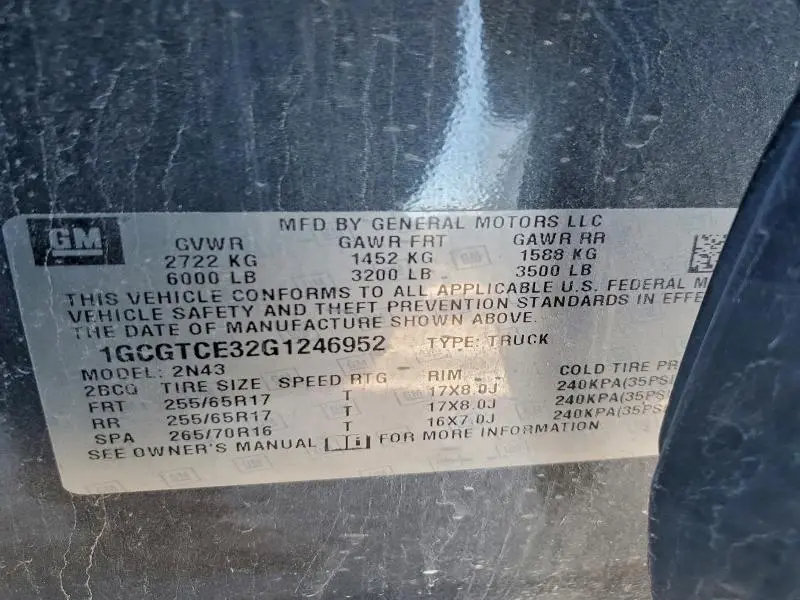 2016 CHEVROLET COLORADO LT  