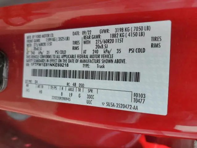 2022 FORD F150 SUPERCREW  
