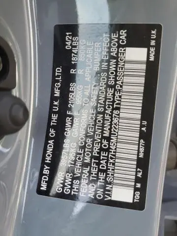 2021 HONDA CIVIC SPORT  