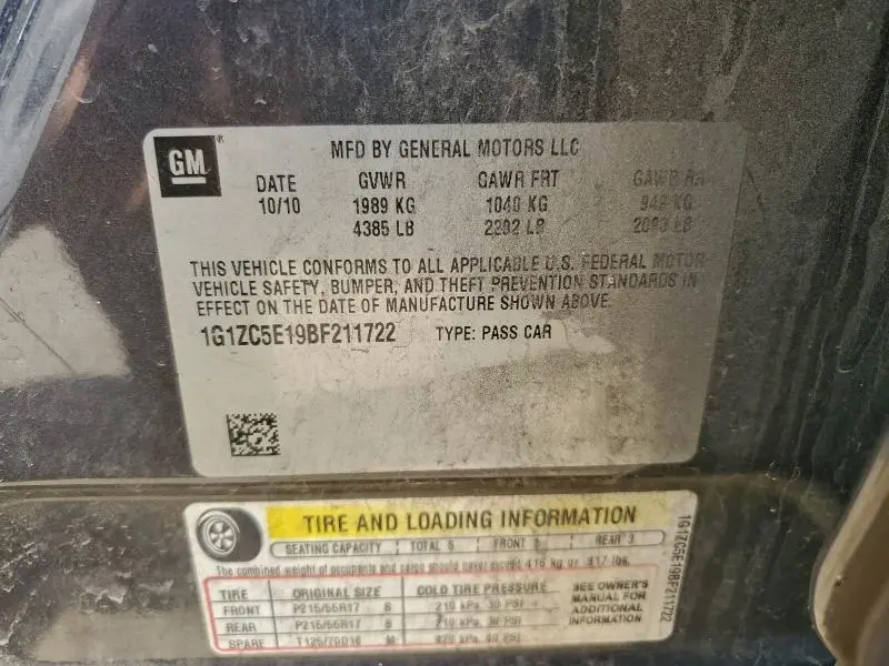 2011 CHEVROLET MALIBU 1LT  