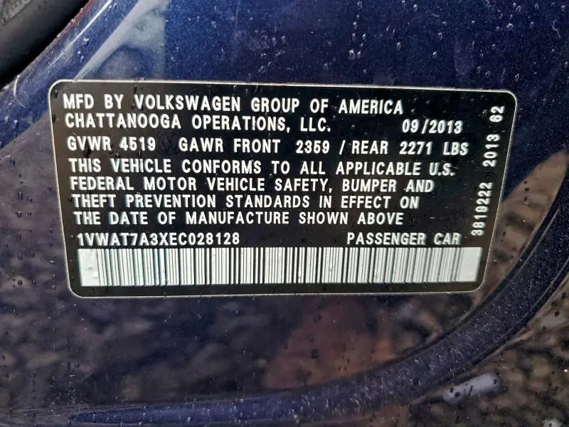 2014 VOLKSWAGEN PASSAT S  