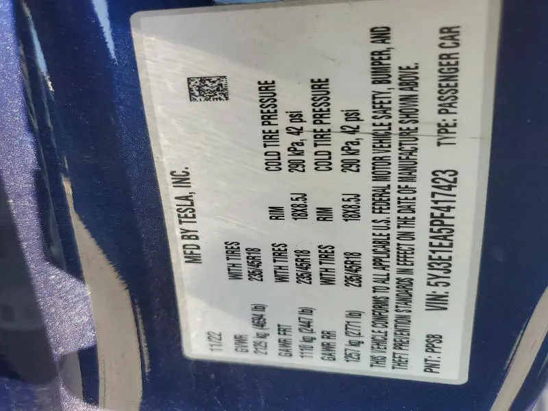 2023 TESLA MODEL 3   