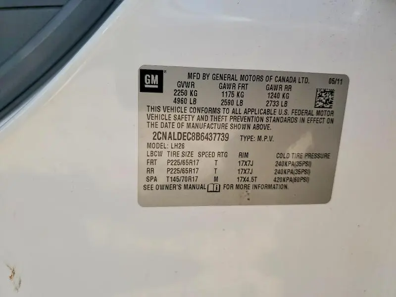2011 CHEVROLET EQUINOX LT  