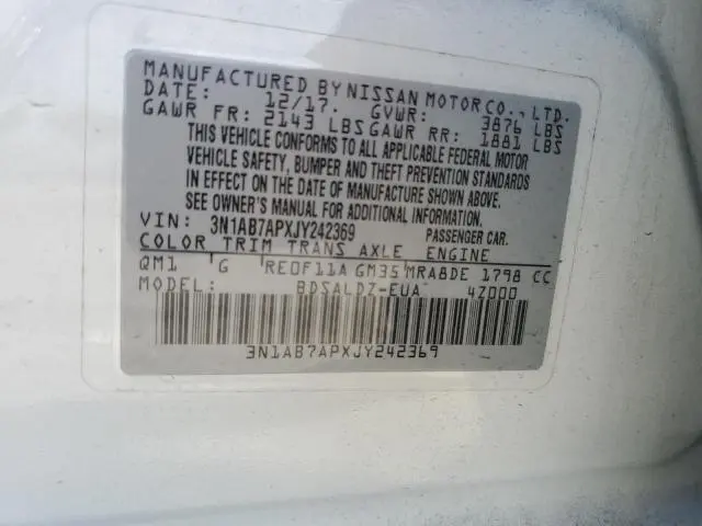 2018 NISSAN SENTRA S  