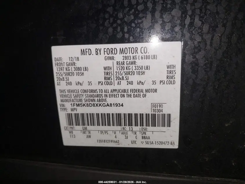 2019 FORD EXPLORER XLT
