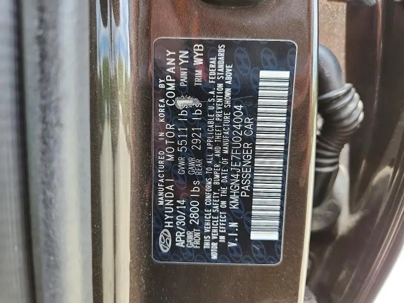 2015 HYUNDAI GENESIS 3.8L  