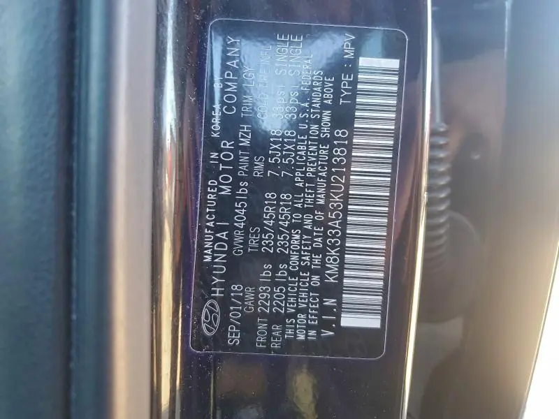 2019 HYUNDAI KONA LIMITED  