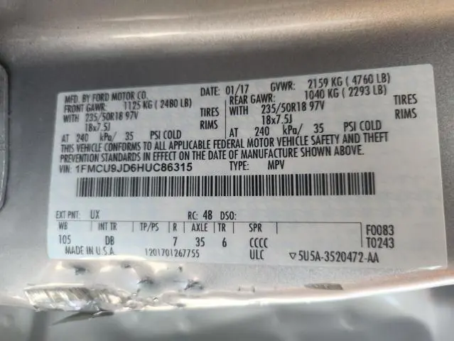 2017 FORD ESCAPE TITANIUM  