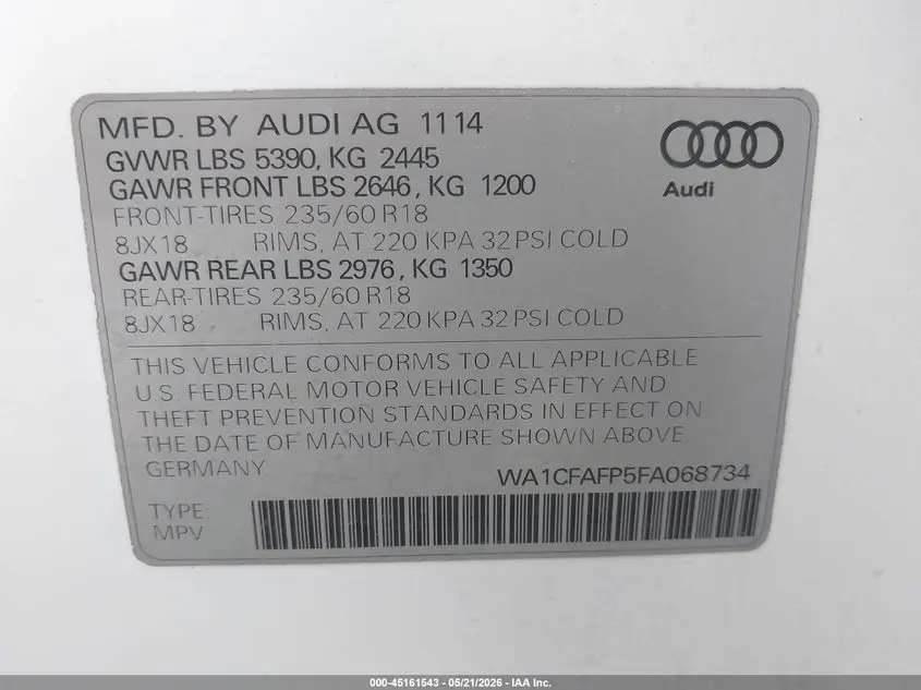 2015 AUDI Q5 2.0T PREMIUM