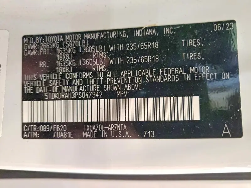 2023 TOYOTA HIGHLANDER L  