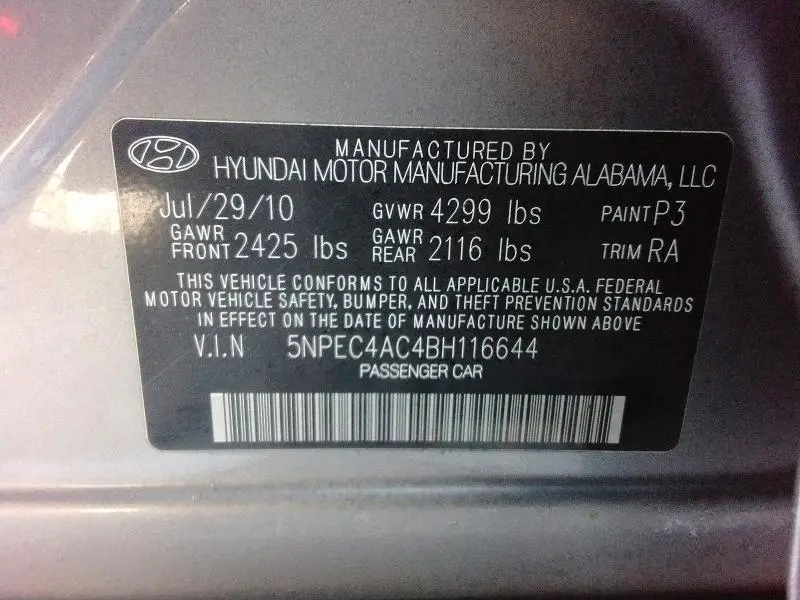 2011 HYUNDAI SONATA SE  