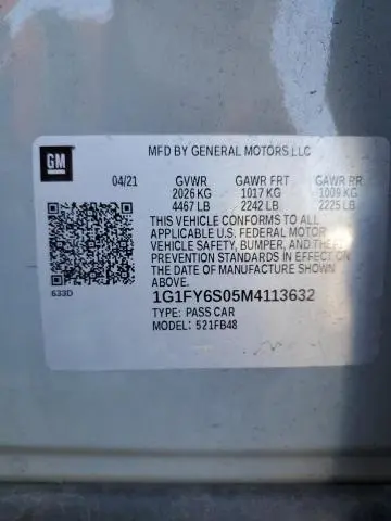 2021 CHEVROLET BOLT EV LT  