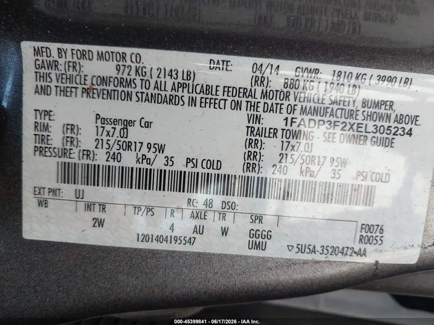 2014 FORD FOCUS SE