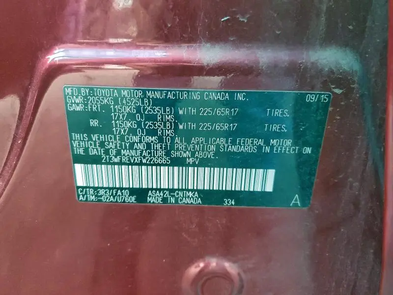 2015 TOYOTA RAV4 XLE  