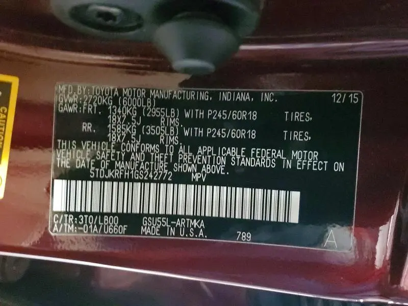 2016 TOYOTA HIGHLANDER XLE  