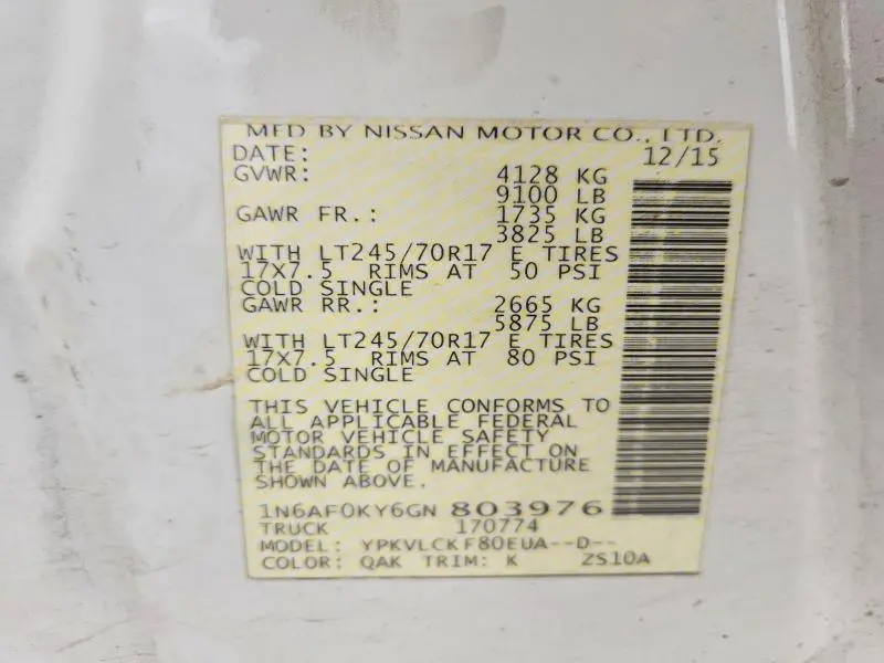 2016 NISSAN NV   