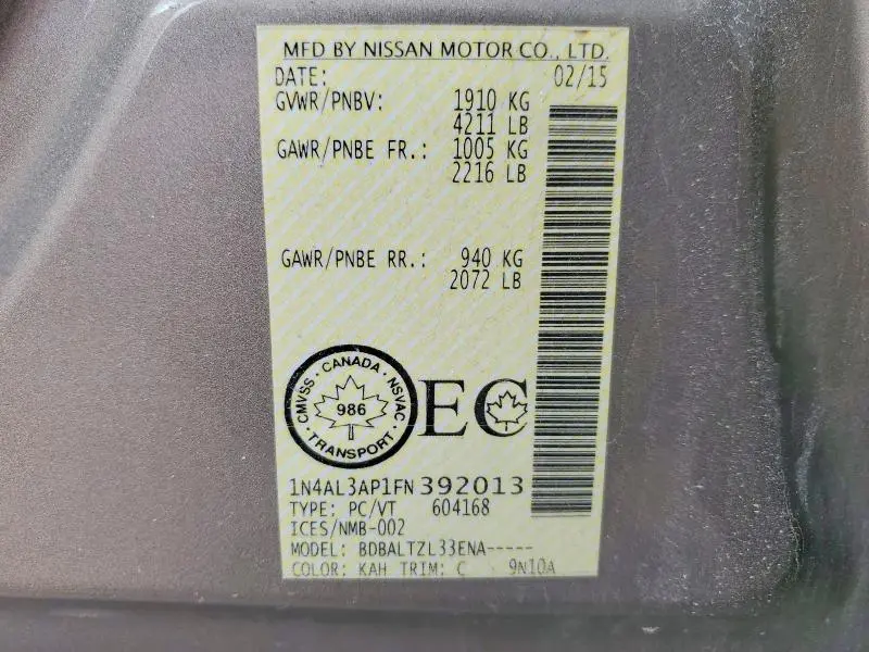 2015 NISSAN ALTIMA 2.5  