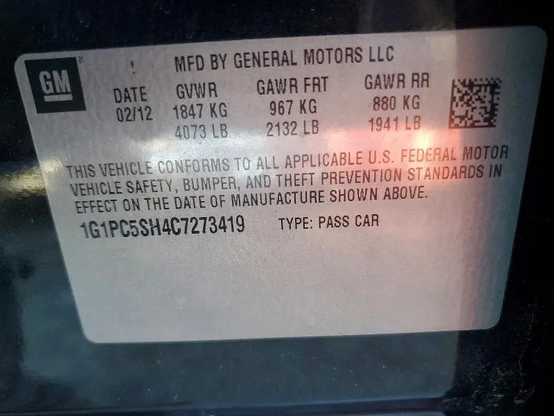 2012 CHEVROLET CRUZE LS  