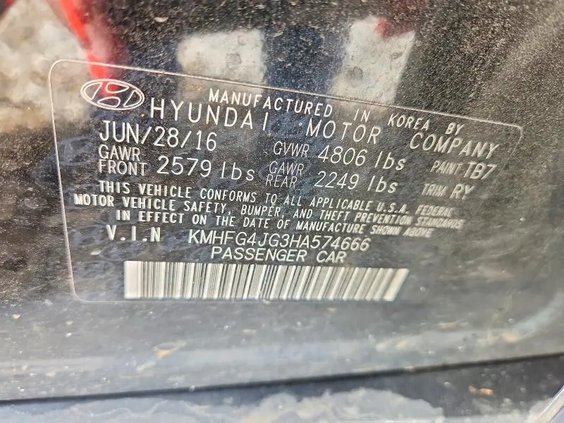 2017 HYUNDAI AZERA BASE  