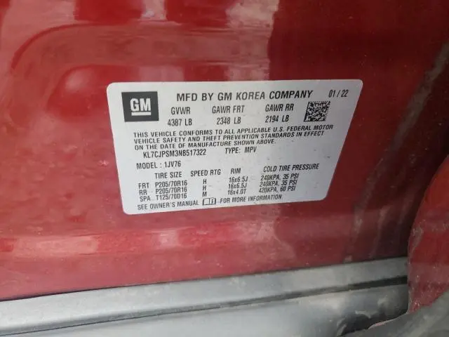 2022 CHEVROLET TRAX 1LT  