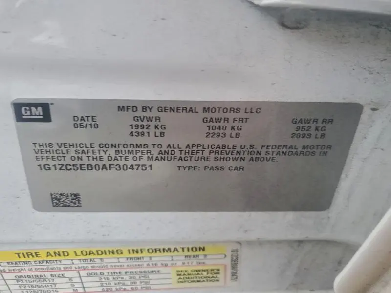 2010 CHEVROLET MALIBU 1LT  