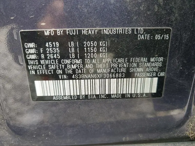 2015 SUBARU LEGACY 2.5I LIMITED  