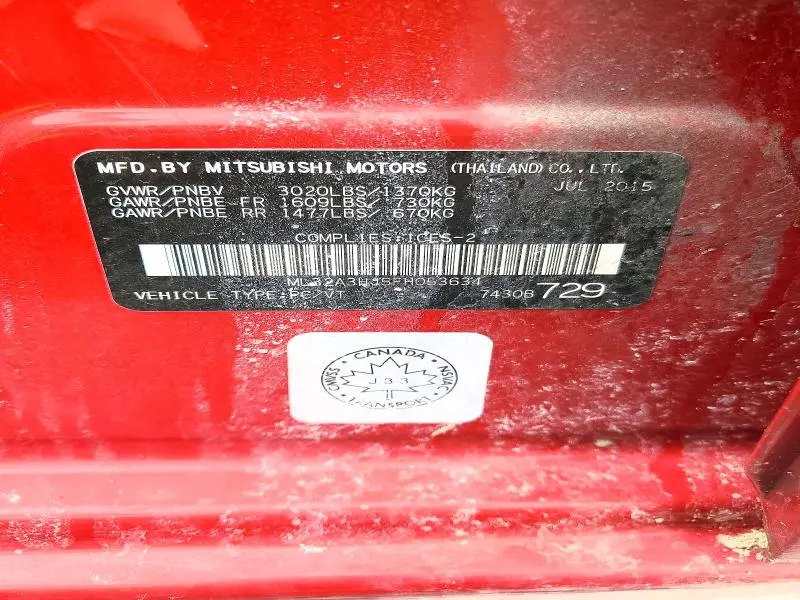 2015 MITSUBISHI MIRAGE DE  