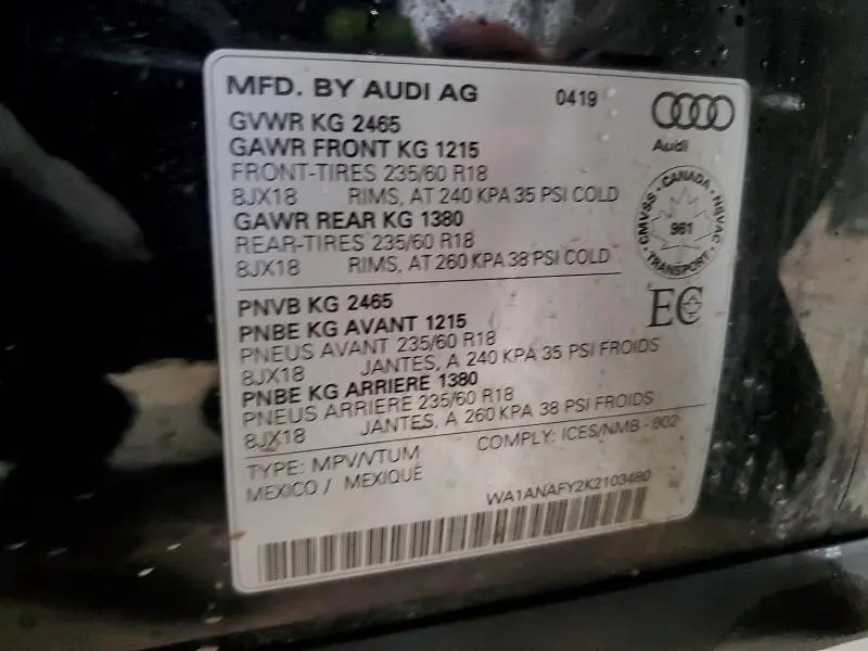 2019 AUDI Q5 PREMIUM  