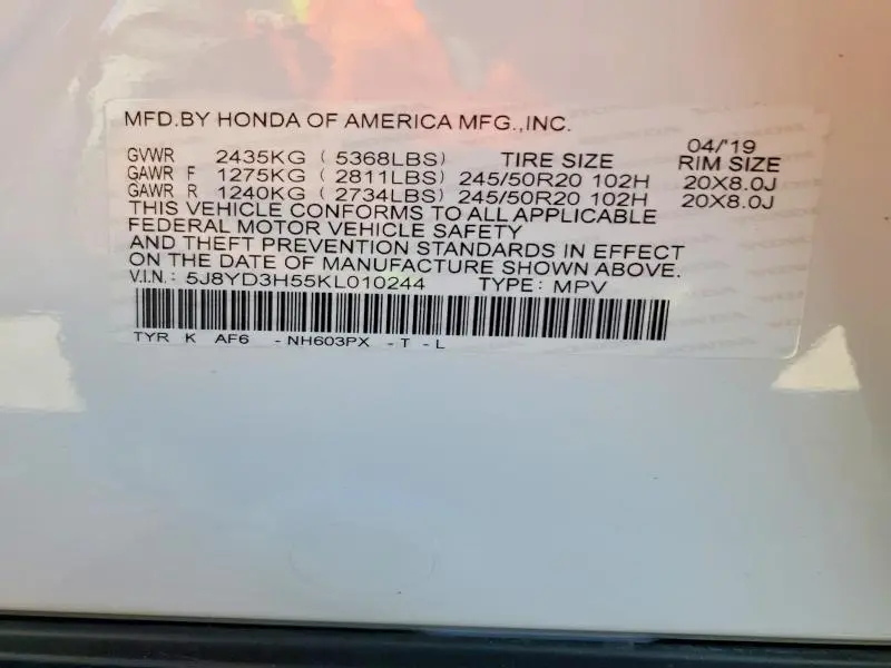 2019 ACURA MDX TECHNOLOGY  