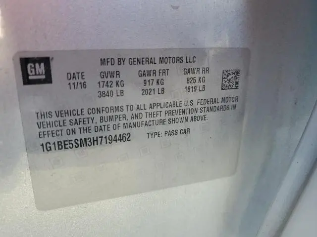 2017 CHEVROLET CRUZE LT  