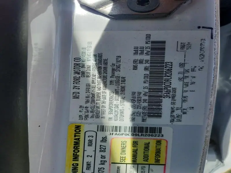 2020 FORD FUSION SEL  