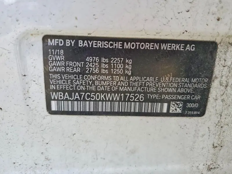 2019 BMW 530 XI XDRIVE SPORT