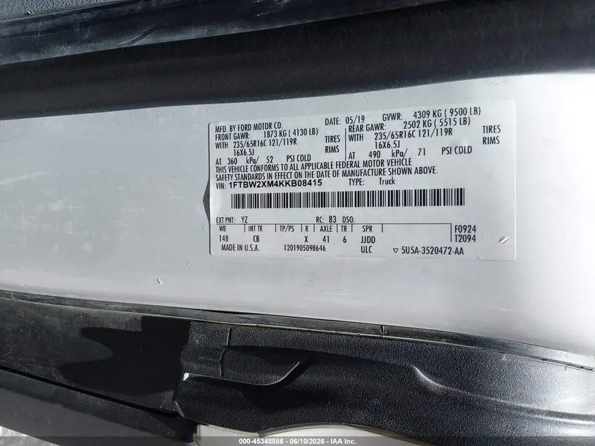 2019 FORD TRANSIT-350  