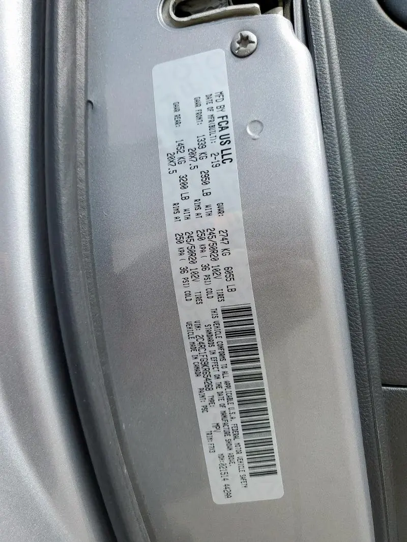 2019 CHRYSLER PACIFICA TOURING PLUS  